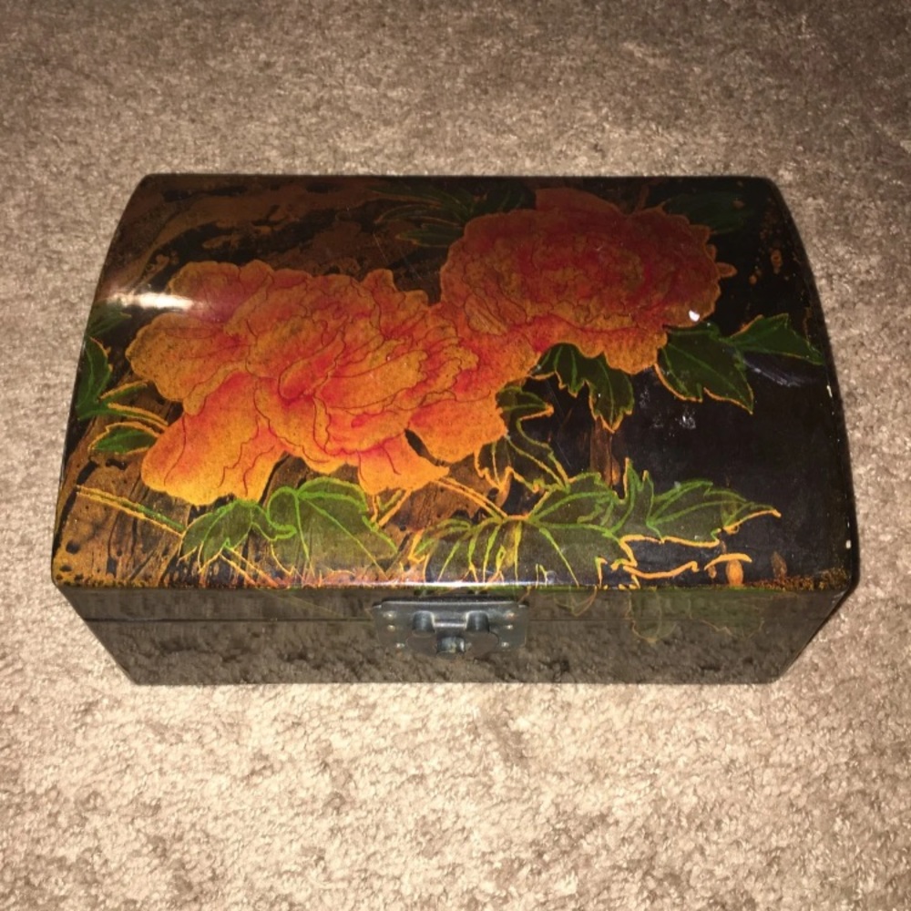 Jewelry Trinket Box wooden roses
